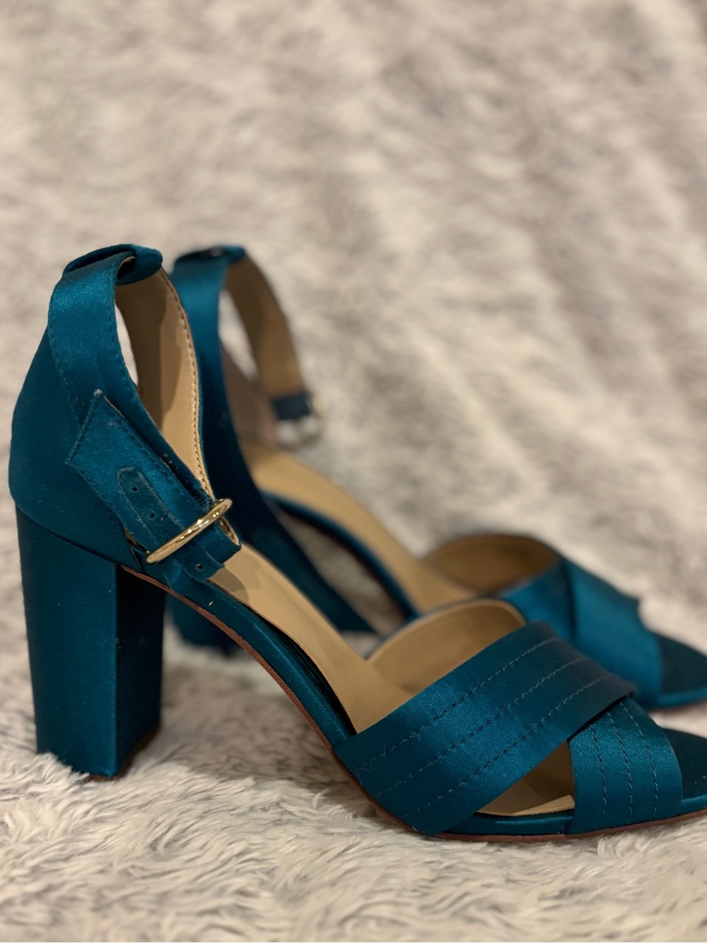 Ann Taylor Blue Open-Toed Block Heels Size 8